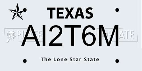 AI2T6M Texas License Plate