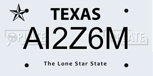 AI2Z6M Texas License Plate