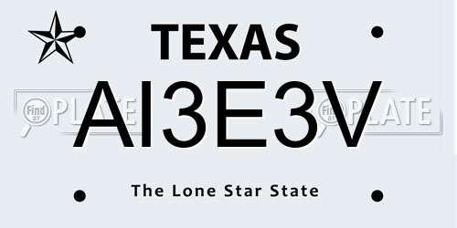 AI3E3V Texas License Plate