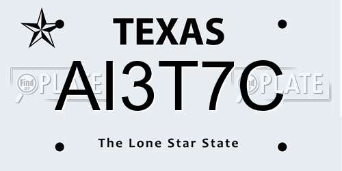 AI3T7C Texas License Plate