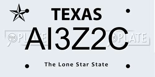 AI3Z2C Texas License Plate