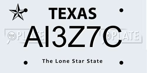 AI3Z7C Texas License Plate