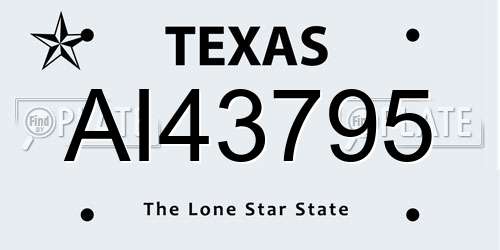 AI43795 Texas License Plate