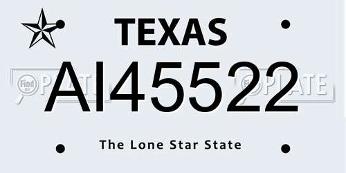 AI45522 Texas License Plate
