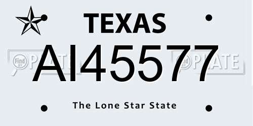 AI45577 Texas License Plate
