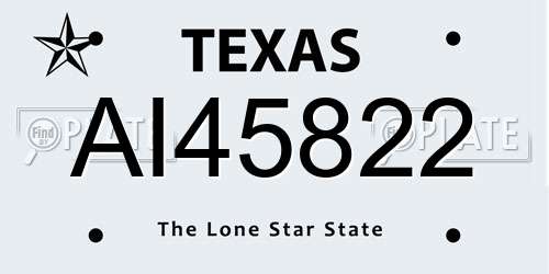 AI45822 Texas License Plate