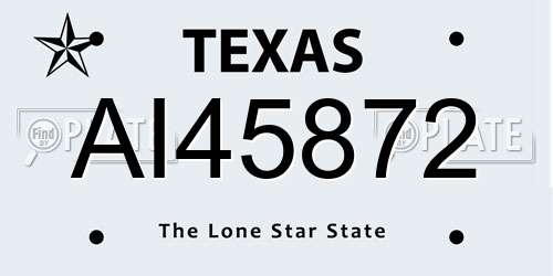 AI45872 Texas License Plate