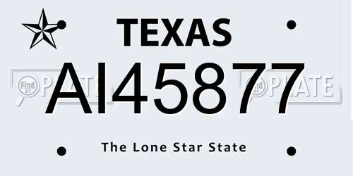 AI45877 Texas License Plate