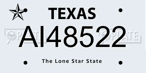 AI48522 Texas License Plate