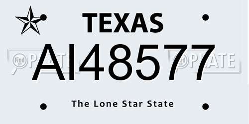 AI48577 Texas License Plate
