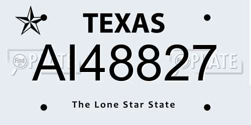 AI48827 Texas License Plate