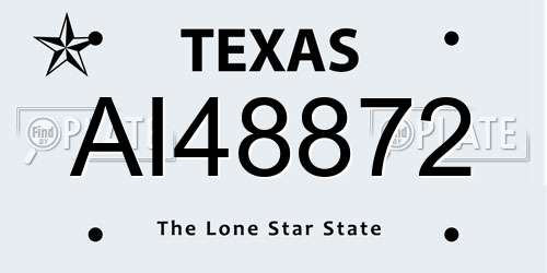 AI48872 Texas License Plate