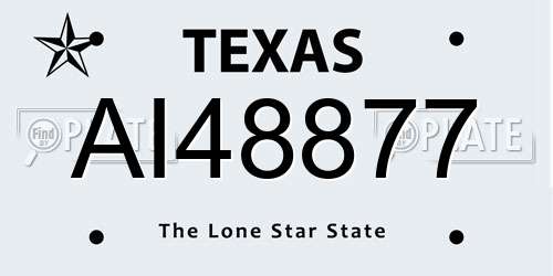 AI48877 Texas License Plate