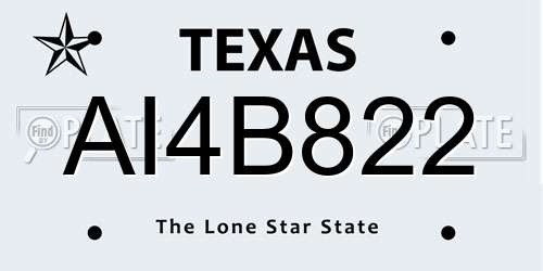 AI4B822 Texas License Plate