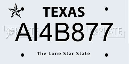 AI4B877 Texas License Plate