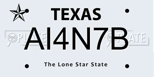 AI4N7B Texas License Plate