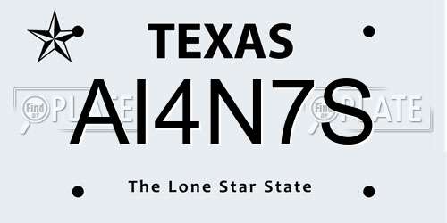 AI4N7S Texas License Plate