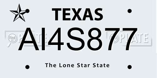AI4S877 Texas License Plate