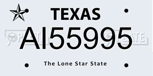 AI55995 Texas License Plate
