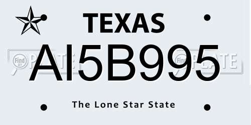 AI5B995 Texas License Plate
