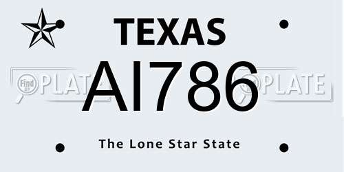 AI786 Texas License Plate