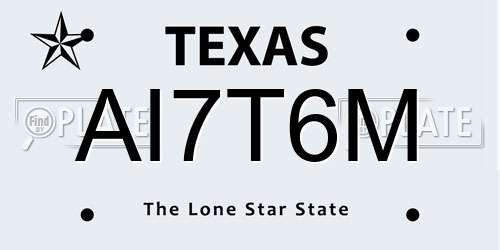 AI7T6M Texas License Plate