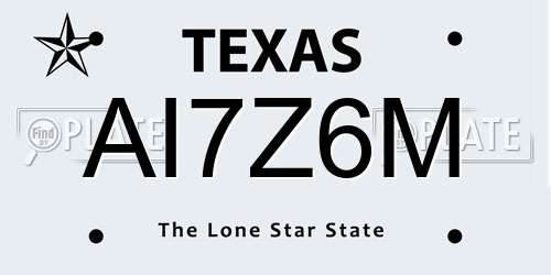AI7Z6M Texas License Plate