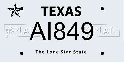 AI849 Texas License Plate