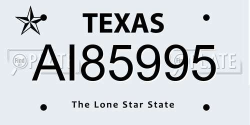 AI85995 Texas License Plate