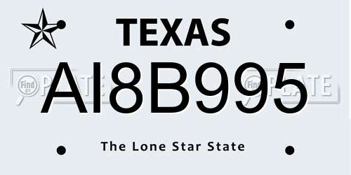 AI8B995 Texas License Plate