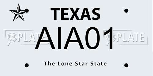 AIA01 Texas License Plate