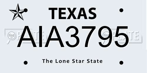 AIA3795 Texas License Plate