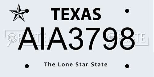 AIA3798 Texas License Plate