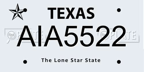 AIA5522 Texas License Plate
