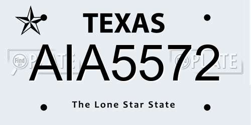 AIA5572 Texas License Plate