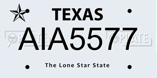 AIA5577 Texas License Plate