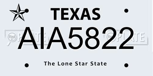 AIA5822 Texas License Plate