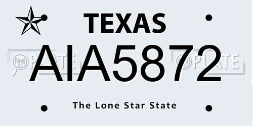AIA5872 Texas License Plate