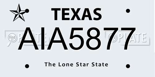AIA5877 Texas License Plate
