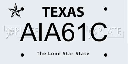 AIA61C Texas License Plate
