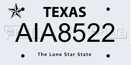 AIA8522 Texas License Plate