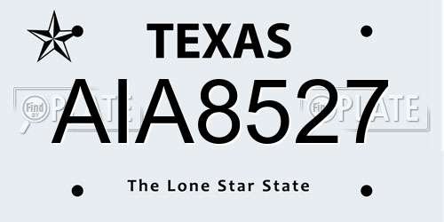 AIA8527 Texas License Plate