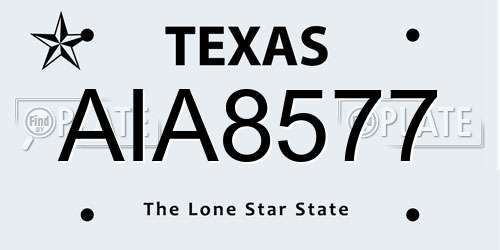 AIA8577 Texas License Plate