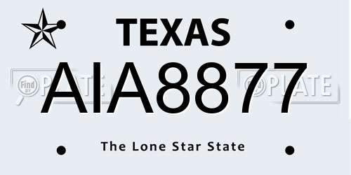 AIA8877 Texas License Plate