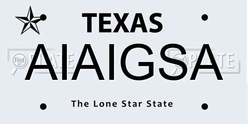 AIAIGSA Texas License Plate