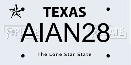 AIAN28 Texas License Plate
