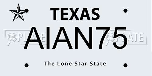 AIAN75 Texas License Plate