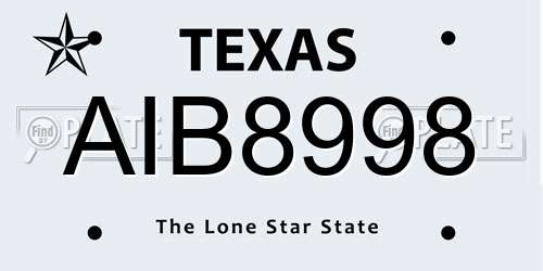 AIB8998 Texas License Plate