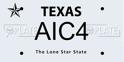 AIC4 Texas License Plate