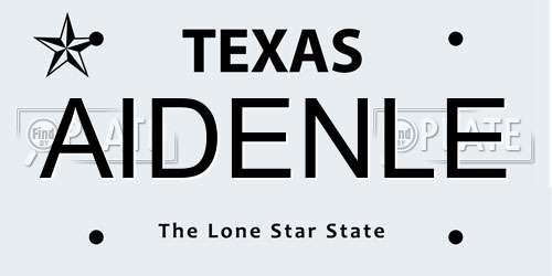 AIDENLE Texas License Plate